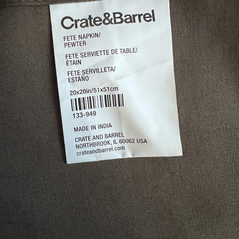Set of 6 Crate and Barrel Olive Green Napkins